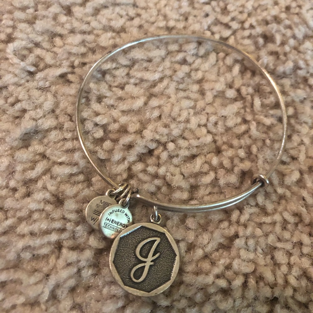 Alex and Ani “J” silver initial bracelet